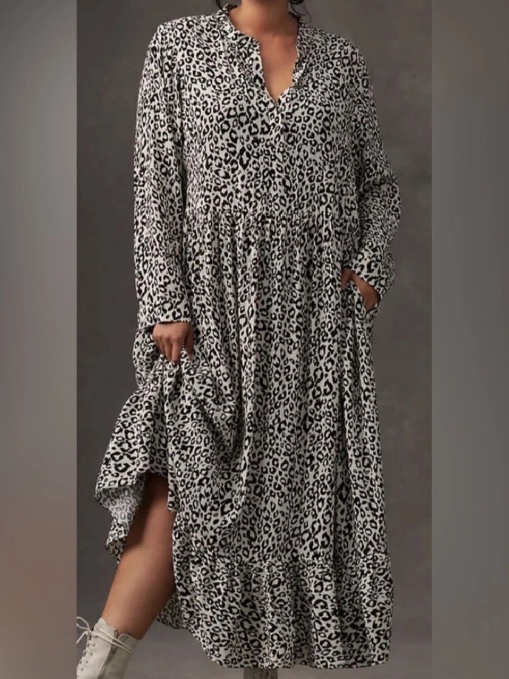 Mare Mare x Anthropologie Lynda Black/White Leopard Print Maxi Dress size 2X